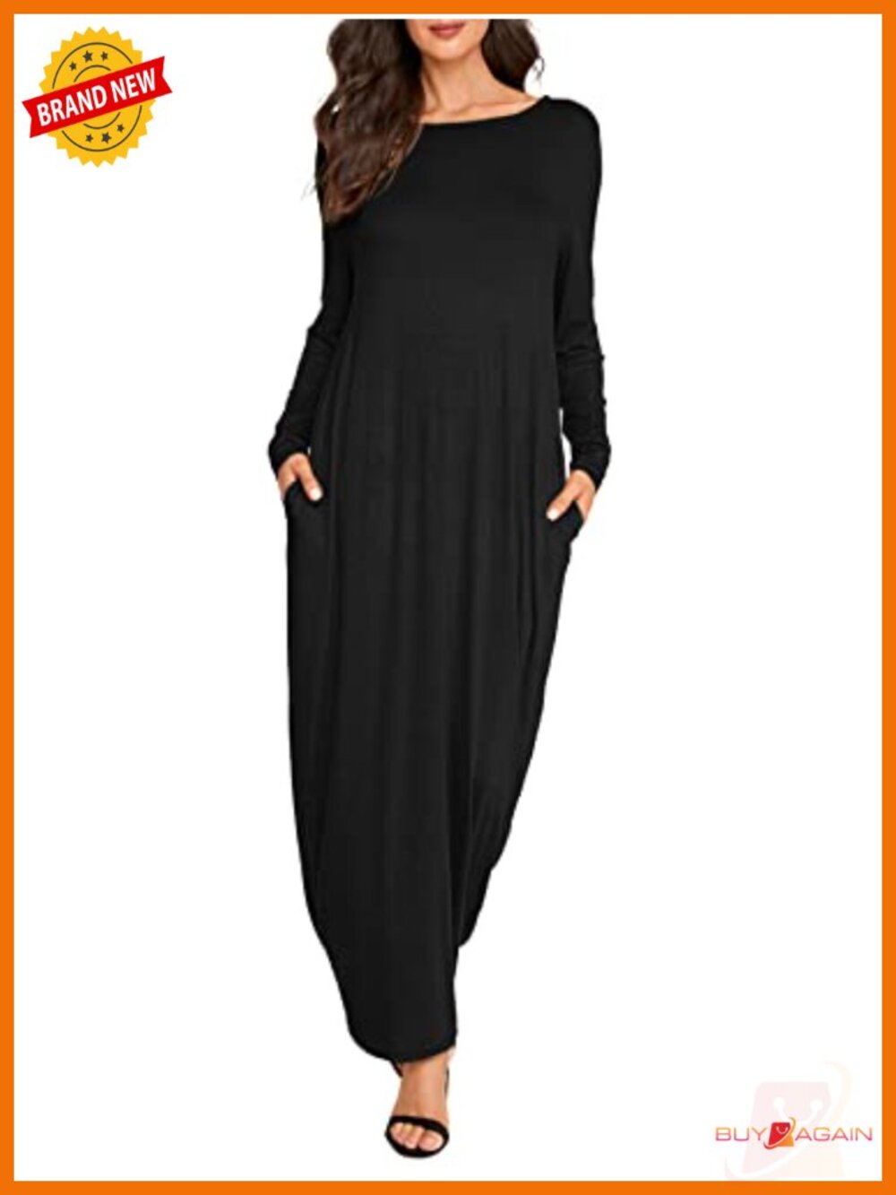 Loose Long Sleeve Maxi Lounge Dress with Pockets